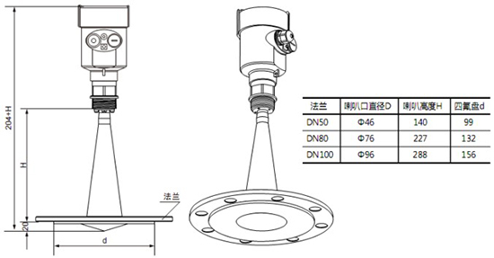 RD-709型內(nèi)浮頂儲(chǔ)罐雷達(dá)液位計(jì)尺寸圖